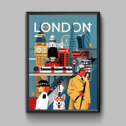 London city vintage travel poster, digital download