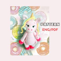 Unicorn crochet pattern, Plush unicorn toy, Baby shower gift, Amigurumi crochet pattern, DIY unicorn toy