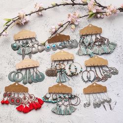 vintage boho jewelry accessories set of earrings for women anniversary birthday christmas gift.