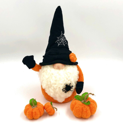 Halloween leprechaun with pumpkins, Autumn Scandinavian gnome, Thanksgiving day gnome, Fabric pumpkins, Fall decorations