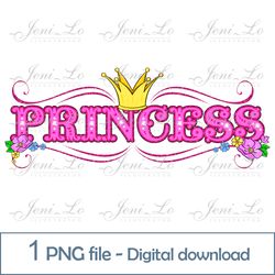 Princess word 1 PNG file princess letters Clipart princess Sublimation pink sequins design Glitter text Digital Download