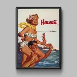 hawai vintage travel poster, digital download