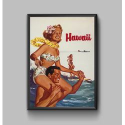 Hawai vintage travel poster, digital download