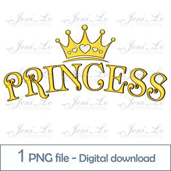 princess word 1 png file princess letters clipart princess sublimation yellow design gift for girl digital download