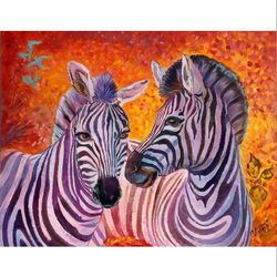 interior painting "Zebras in love" bright animals