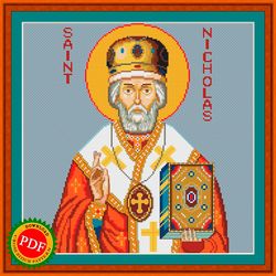 Saint Nicholas Icon Cross Stitch Pattern | Christian Icon