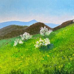 original oil painting mountain landscape modern impressionism 7x9,6"