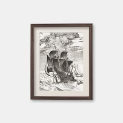 Dutch sailing vessels - Vintage engraving, 1560s