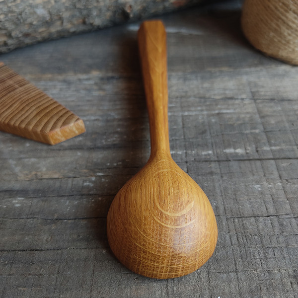 Handmade wooden coffee scoop from natural oak wood - 05