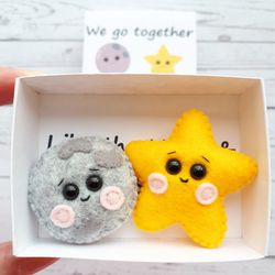 Moon and stars, Full moon, Pocket hug, Hug in a box, Couples gift, Long distance gift, Anniversary gift for girlfriend