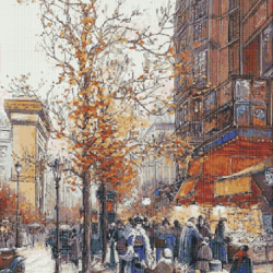 pdf counted vintage cross stitch pattern | paris | eugene galien-laloue 1854-1941 | 5 sizes