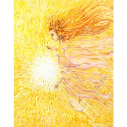 Sun Goddess Painting Sun Goddess Original Art Sun Textured Oil Painting on Canvas