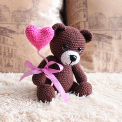 Crochet bear pattern PDF in English  Amigurumi bear valentine heart
