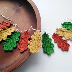 Crochet leaf garland, Handmade fall garland, Autumn garland, Cottegecore decor