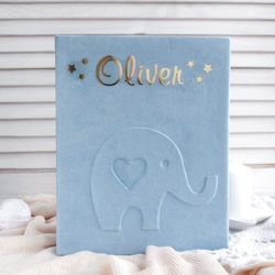 Custom baby photo album, memory book, personalized gift for newborn, gift for new mom, boy photo album