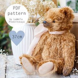 Big teddy bear pattern Mila, 38 cm, classic mohair bear