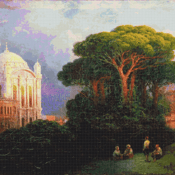 pdf counted vintage cross stitch pattern | view of constantinople | ivan aivazovsky 1851 | 6 sizes