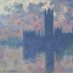 pdf counted vintage cross stitch pattern | parliament building, at sunset | claude monet 1902 | 7 sizes