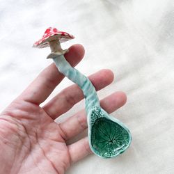 Ceramic decorative amanita spoon Cute fly agaric spoon Mushroom lover gift Witchy home decor Whimsical ceramic ornaments