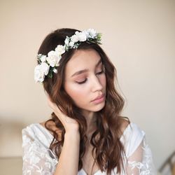 Wedding flower crown, White flower crown, Flower crown for bride, Flower crown, Bridal hair, Bridesmaids