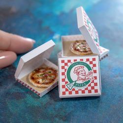 TEMPLATE Miniature white pizza box | Printable template | Dollhouse miniatures