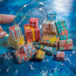 TEMPLATE Christmas boxes | Printable template | Dollhouse miniatures