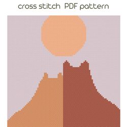 Cats cross stitch, Animal cross stitch pattern, PDF Pattern /68/