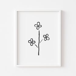 so cute flower print, flower wall art, nursery wall art, monochrome flower poster, flower nursery print, adorable flower