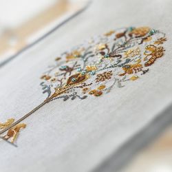 cross stitch sampler, summer tree cross stitch pattern pdf, bead embroidery