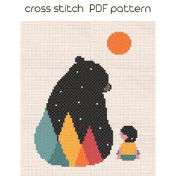 Bear cross stitch pattern, Modern cross stich, PDF Pattern /70/