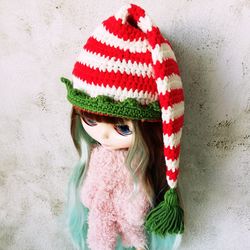Blythe hat crochet Christmas Elf for custom blythe doll christmas clothes blythe accessories