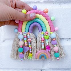 Kawaii car charm, Rearview mirror accessories, Pastel rainbow car charm, Unique car hanging, New car gift for girl