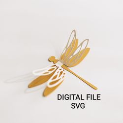 Layered 3d dragonfly template SVG
