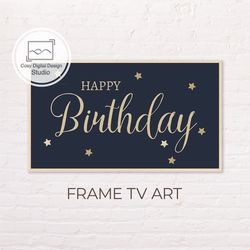 samsung frame tv art | happy birthday art for frame tv | digital art frame tv | gold stars lettering decor