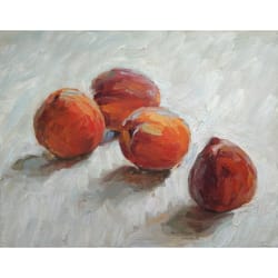 peaches painting fruit original art food artwork dessert small wall art 8x10 by sonnegold