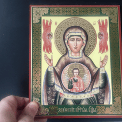 Mother Of God - The Sign, Christian Lithography Icon