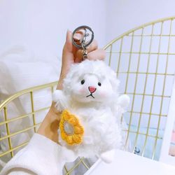Flower Sheep Shaped Keychain Plush Toy