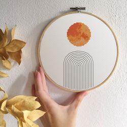 mid century modern cross stitch pattern modern cross stitch pdf abstract xstitch boho cross stitch