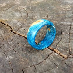 Blue wood ring Wood ring for women Wooden rings