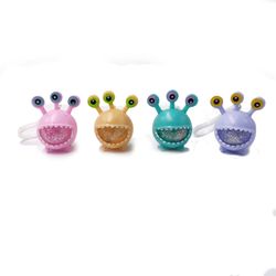 Set Of 4 Three Eyes Monster Squeeze Keychain