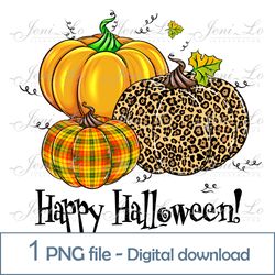 Pumpkin Leopard 1 PNG file Happy Halloween clipart Happy fall Sublimation halloween pumpkins design Digital Download