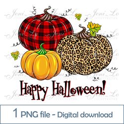 Pumpkin Plaid 1 PNG file Happy Halloween clipart Happy fall Sublimation Leopard buffalo plaid design Digital Download