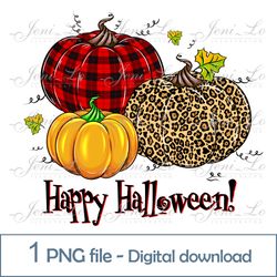 pumpkin plaid 1 png file happy halloween clipart happy fall sublimation leopard buffalo plaid design digital download