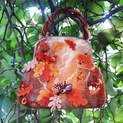 digital tutorial felted bag squirrel pdf, tutorial felted bag, pattern felting bag autumn