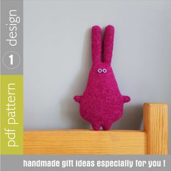 Pink Bunny sewing pattern PDF, rag doll tutorial in English, stuffed animal sewing diy