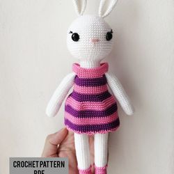 PDF Crochet pattern Bunny in dress | Crochet Doll | Amigurumi rabbit pattern