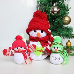 Snowman crochet pattern PDF in English  Amigurumi Christmas tree toy