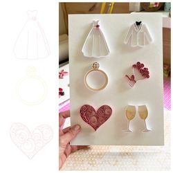 Set of patterns - Wedding icons to make in quilling for greeting cards - love ideas - Bride and groom