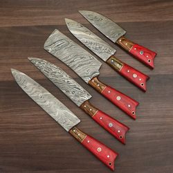 Handmade Forged Damascus Steel Kitchen Knives Set