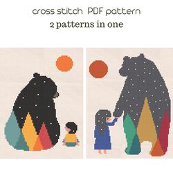 Bear set cross stitch pattern Funny embroidery PDF tutorial /75/